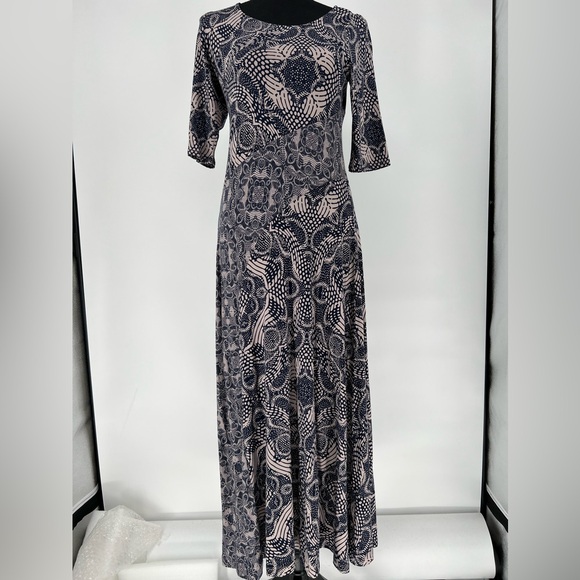 SOFT SURROUNDINGS‎ TAN AND BLUE MAXI DRESS - Picture 1 of 10